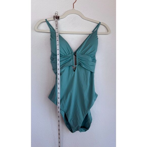NWT BECCA by Rebecca Virtue Color Code Bristol Plunge One-Piece in Mineral Blue - Picture 12 of 14
